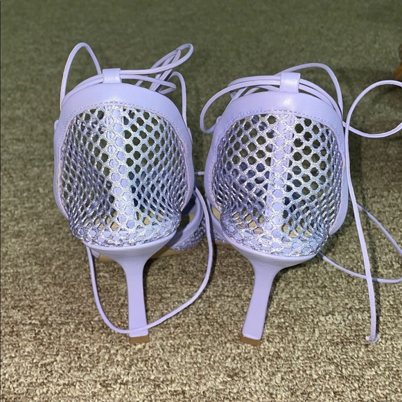 Gianni Bini Reagan Mesh/Leather Ankle Wrap Lavender Strappy Heel Woman Size 6.5M - Picture 4 of 10